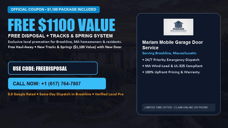 Mariam Mobile Garage Door Service FREE Haul-Away & Heavy-Duty Tracks with New Door in Brookline, MA
